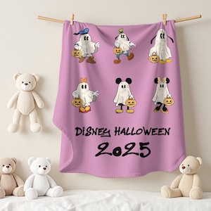 Spooky Mickey and Friends Throw, Disney Halloween 2025 Ghost Characters Blanket, Fall Halloween Decor Blanket