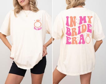 Custom Bride Shirt, Personalized Retro Bridal Party Shirts, In My Engaged Era Shirt, Engagement Gift For Her, Wedding Gift, Bridal Shower