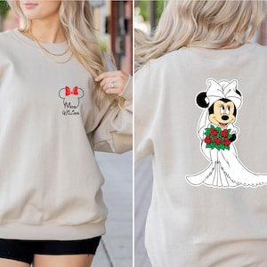 Mr And Mrs Custom Wedding Sweatshirt, Disney Bride & Groom Shirt,Disney Personalized Honeymoon Couple shirt, Mickey and Minnie Couple Hoodie