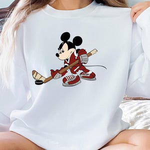 Mickey Mouse Hockey Hoodie/Sweatshirt, Hockey Sweatshirt, Funny Hockey Player Gift Hoodie, Hockey Team Disney Trip Sweater, Hockey Mom Gift image 1