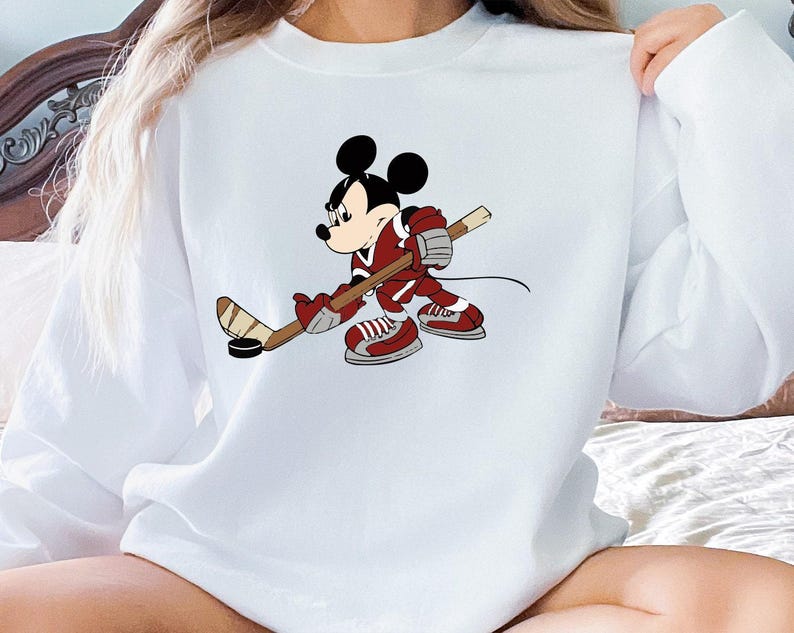 Mickey Mouse Hockey Hoodie/Sweatshirt, Hockey Sweatshirt, Funny Hockey Player Gift Hoodie, Hockey Team Disney Trip Sweater, Hockey Mom Gift image 1
