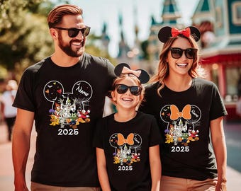 Custom Disney Halloween Shirt 2025, Personalized Name Matching Family Trip Tee, Mickey & Friends Halloween T-Shirt