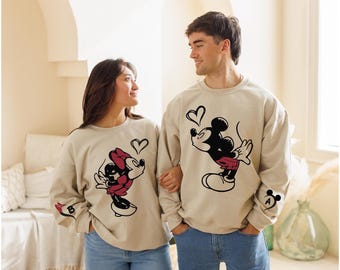 Custom Lover Mickey and Minnie Sweatshirt, Valentine Gift Hoodie, Disney Couple Disney Matching Sweater, Disney Lover Valentines Day Sweater