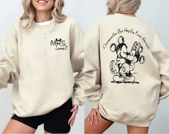 Personalized Disney Mr and Mrs Est 2024 T-shirt, Mickey Minnie Couple Matching Hoodie, Disney Honeymoon Shirt,Minnie Wedding Anniversary Tee