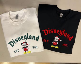 Disneyland Embroidered Sweatshirt/Hoodie and Comfort Colors® Shirt, Embroidered Christmas Disney Trip Gift Clothing, Mickey Mouse Christmas