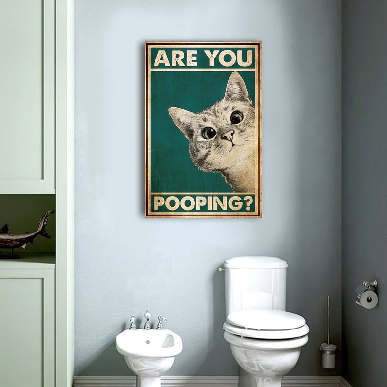 Funny Cat Are You Pooping Poster Cat Bathroom Art Bathroom Etsy Australia
