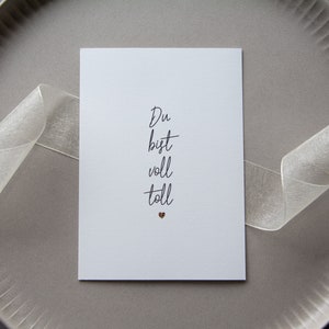 Veredelte Postkarte | Du bist voll toll | Herz Roségold | Valentinstag | Geburtstag