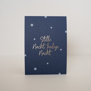 Christliche Weihnachtskarte | Stille Nacht, heilige Nacht | Schneeflocken | hochwertige, veredelte Postkarte