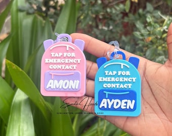 Custom Backpack Emergency Contact Keychain – Personalized Name Tag for Kids, NFC Tap for Emergency Info, Back to School Safety ID Tag