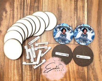 Blank Sublimation Buttons (Unisub) w/adhesive bar pin