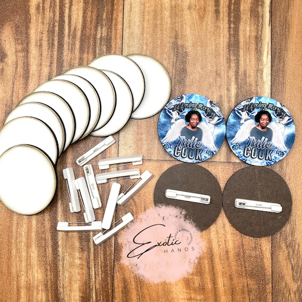 Blank Sublimation Buttons (Unisub) w/adhesive bar pin