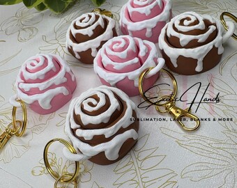 Cinnamon Roll Fidget Keychain – Stress Relief Clicker Toy | Cute Bakery-Inspired Sensory Toy | Mini Fidget Gift