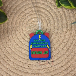 Custom NFC Emergency Contact Backpack Tag, Lightening Theme