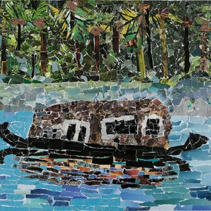 Boat House | 11.7&quot; x 16.5&quot; Unframed Print | Kerala Art | Kerala Boat | Young Artists | Indian Artists | Good Cause | Great Gift