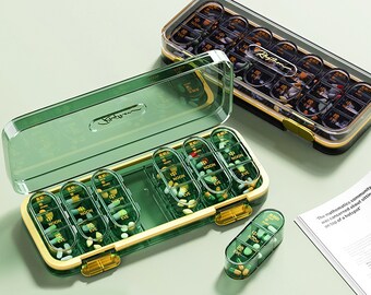 21 Grids Pill Box, Sealed Pill Box, pill box 7 days, Detachable Pill Box, Pill box high-capacity, Pill Organizer, Day and night Pill Box