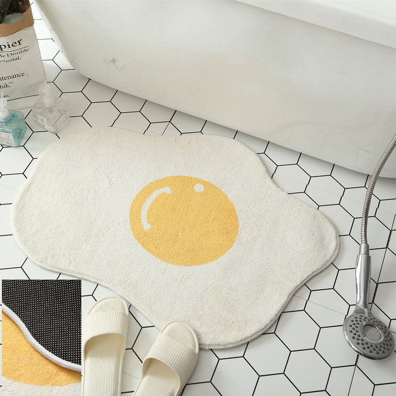 Cute Tufted Egg Bath Mat perfect Poached Egg Rug yellow Etsy