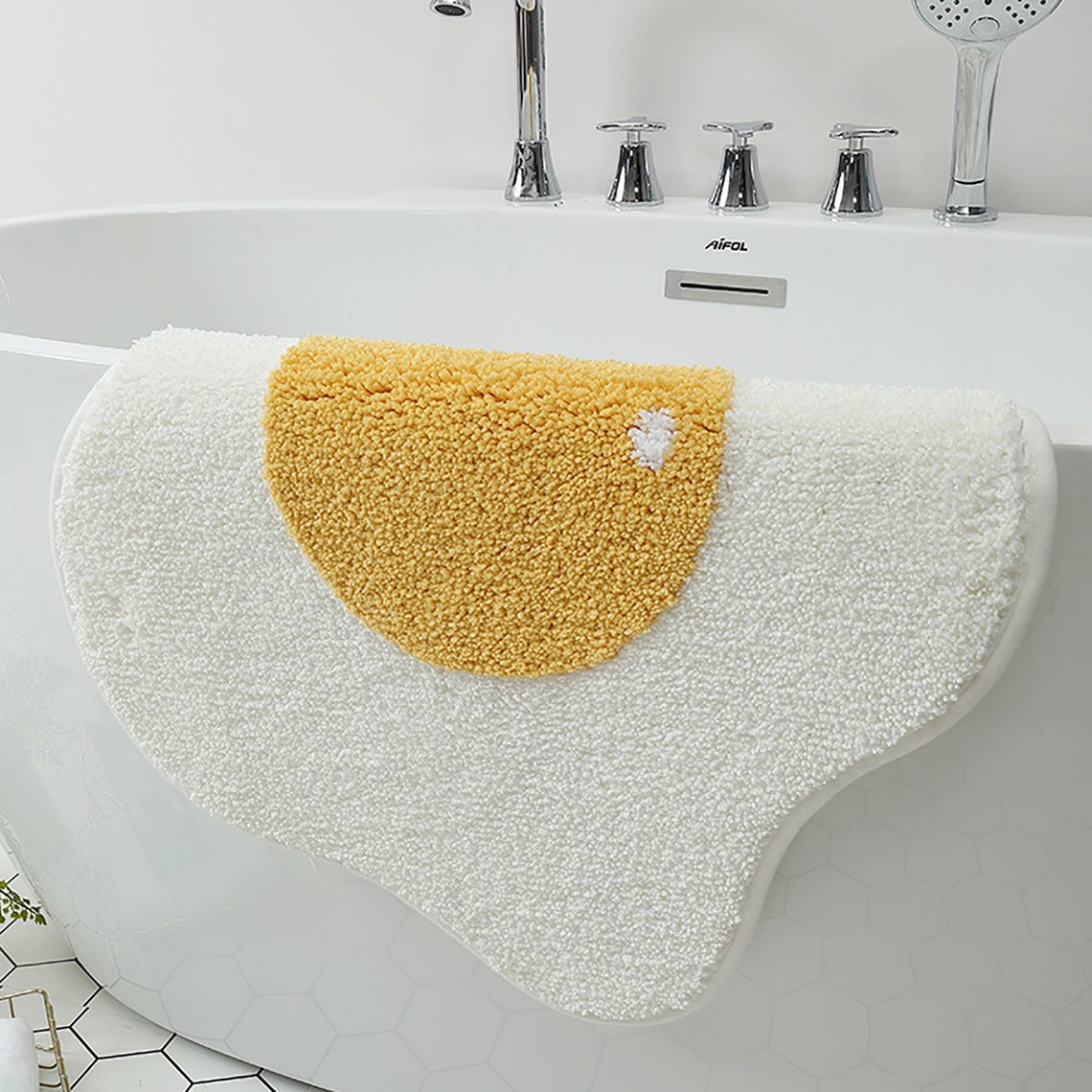 Cute Tufted Egg Bath Mat perfect Poached Egg Rug yellow Etsy