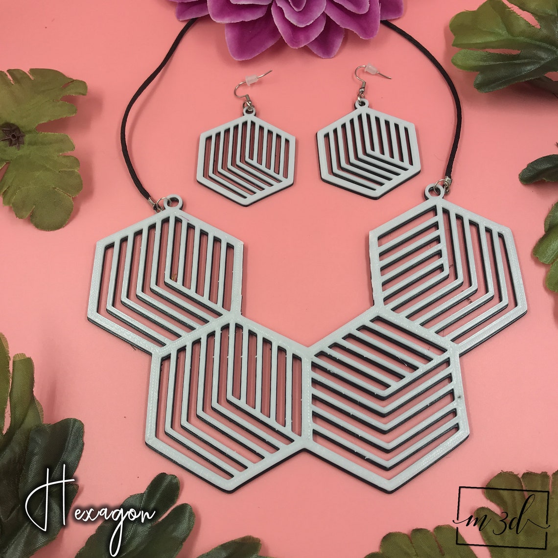 3D printed earrings hexagon earrings 3D modern geometric Etsy
