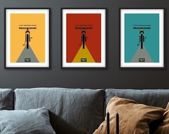 Regalo con la compra* Serie de bicicletas con gráficos de pared MTB y Cycling en 6 colores de fondo. Póster impreso con cotización de bicicletas para ciclistas de carretera y senderos.