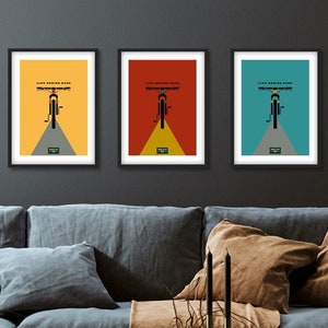 Gift with purchase* MTB and Cycling graphic wall art bike series in 6 background colours. Bike quote print poster for road and trail riders
