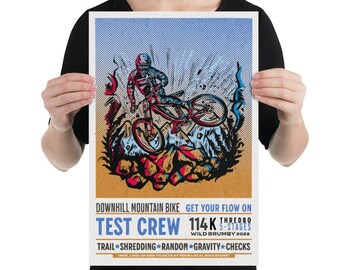 Regalos Thredbo MTB para ciclistas. Póster de ciclismo de MTB y carretera Wild Brumby wall art print & MTB cycling poster decoración de pared única para los amantes del arte
