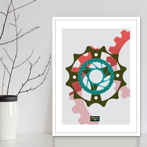 Fiets fietser vet gekleurde fiets deel kunst aan de muur print. Grafische kunstdruk in typografiestijl voor fietsers. Moderne MTB-print voor gekke enthousiaste fietsers