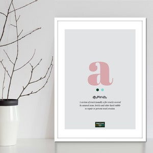 ARMOUR MTB and Cycling &#39;slang&#39; word series. Word art print for road and trail riders. 8 font colours available for the word initial