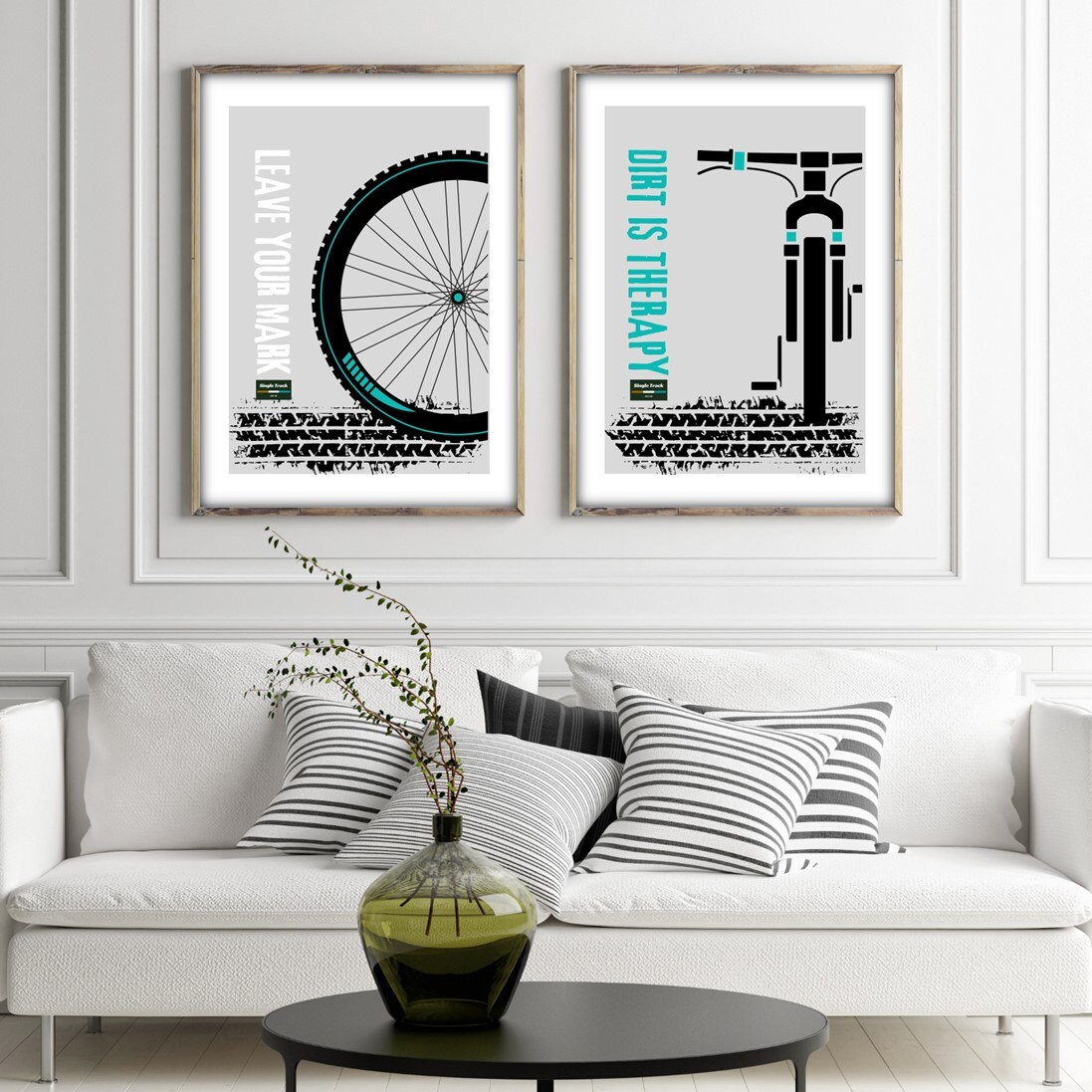 Mountain Bike Wheel Art Wall Print. Typography Style Art Print Etsy