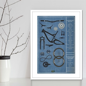 Mountain bike and road cyclist wall art poster series Bike parts cycle art print and MTB poster designed for wall decor for art mad cyclists