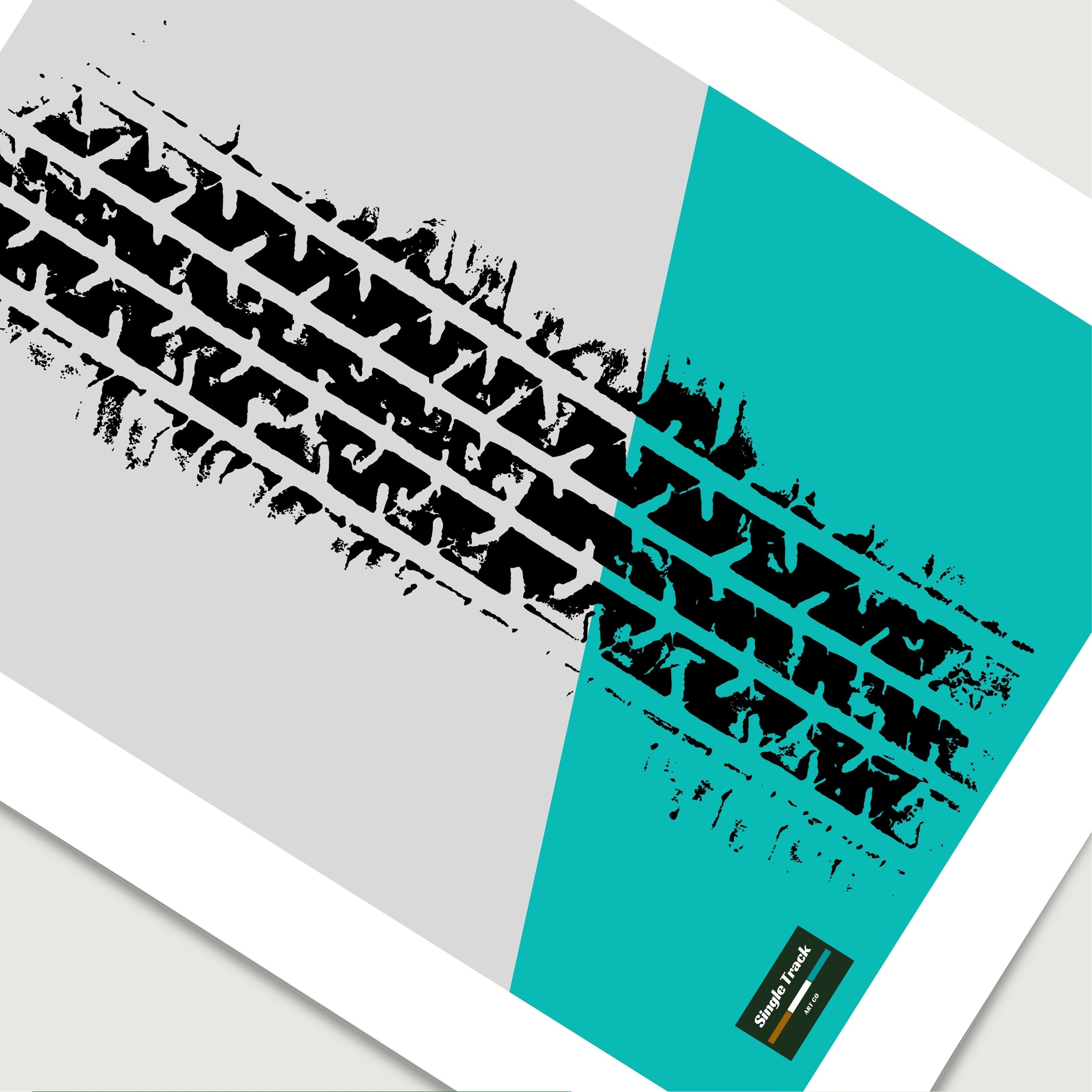 Mountain Bike Wheel Art Wall Print. Typography Style Art Print of Bike