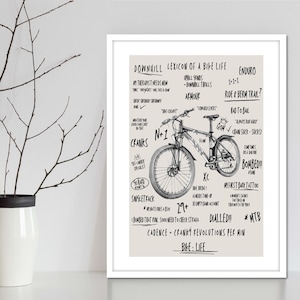 Enduro Mountain Bike Art MTB Gifts For Cyclists Wall Decor Art Poster, Bike Slang Cycling Dad Office Art Print, Biking Downhill Colorado