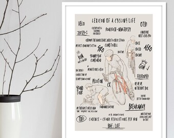Cyclist bike slang & dad cycle wall art poster series. Dad cycling art prints and MTB posters designed for wall decor for art mad cyclists.
