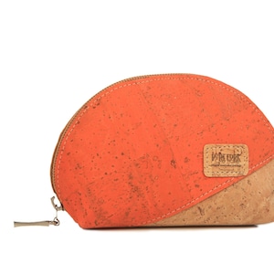 Monedero de corcho de fragmento redondo - Estuche de corcho sostenible ecológico vegano - Bolsas de corcho naranja y natur