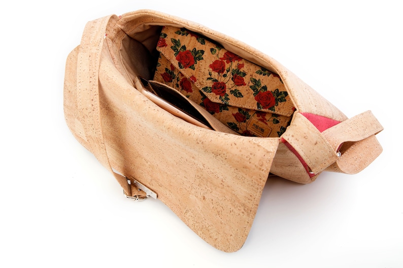 Crossbody Cork Bag Roses Love Harmonious Shoulder Bag Sweet Gift Bag image 2
