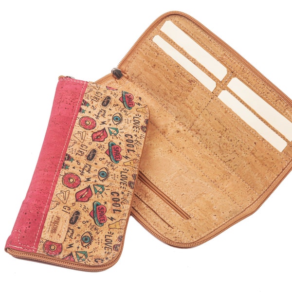 Cork wallet Cool - Vegan Fashion Wallet for Woman - Zipper Card Wallet