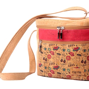 Umhängetasche aus Kork Cool - Vegane Tasche aus Kork - Süße wiederverwendbare und nachhaltige Modetasche - Angelkorb für Frauen - Kameratasche aus Kork