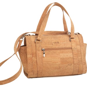 Cork Boston Bag in Natural - Duffel Vegan Small Bag - Cruelty Free Fashion Bags - Portuguese Handbag