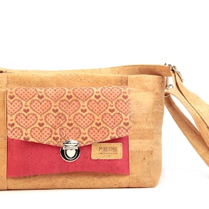 Bolso bandolera de corcho Corazón - Bolso de hombro de corcho - Bolso de cubo vegano - Bolso de mano ecológico - Boda