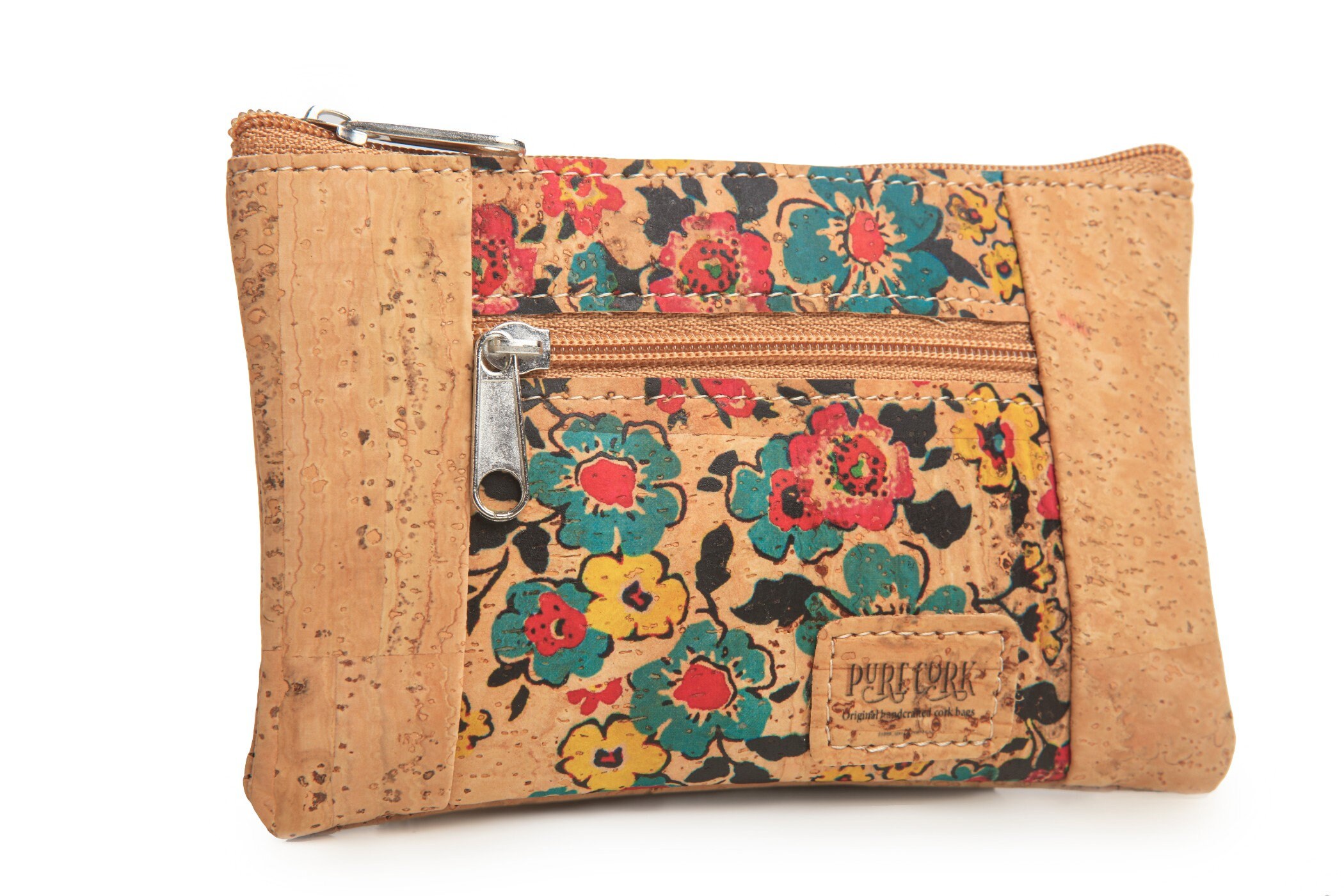 Cork Coin Purse Flowered Cork Purse Card Vegan Purse Etsy