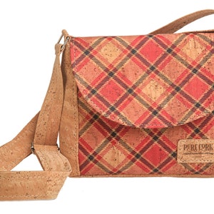 Bolso bandolera a cuadros rojos - Bolso de hombro vegano - Monedero portugués