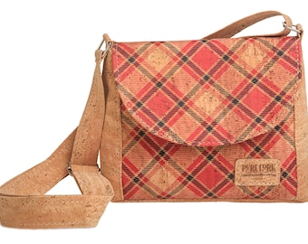 Red checkered crossbody bag - Vegan Shoulder Bag - Portuguese Purse