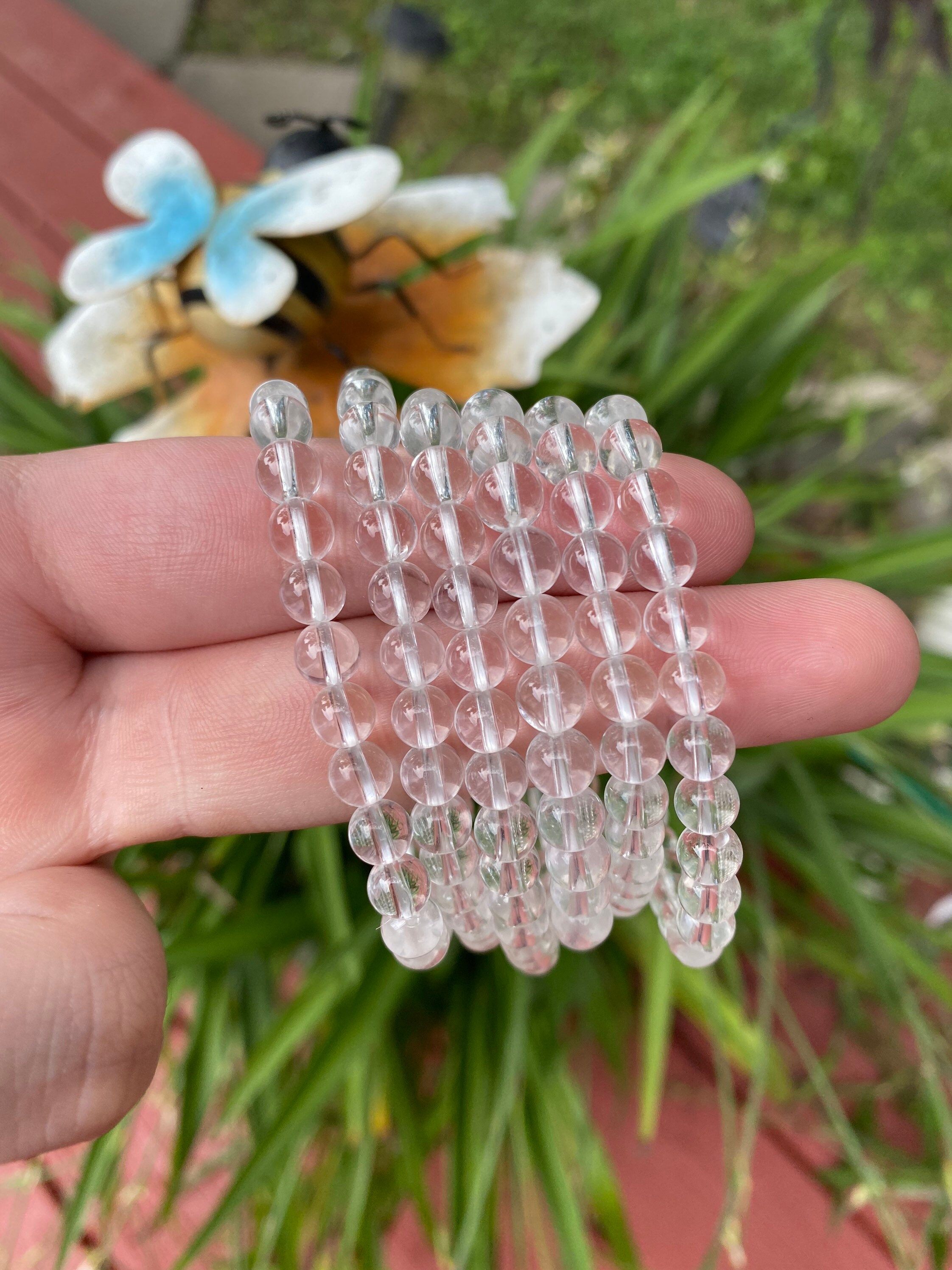 ブレスレット Clear Quartz Bracelet with Wavy Heart #5939 Clear Quartz Bracelet - Etsy