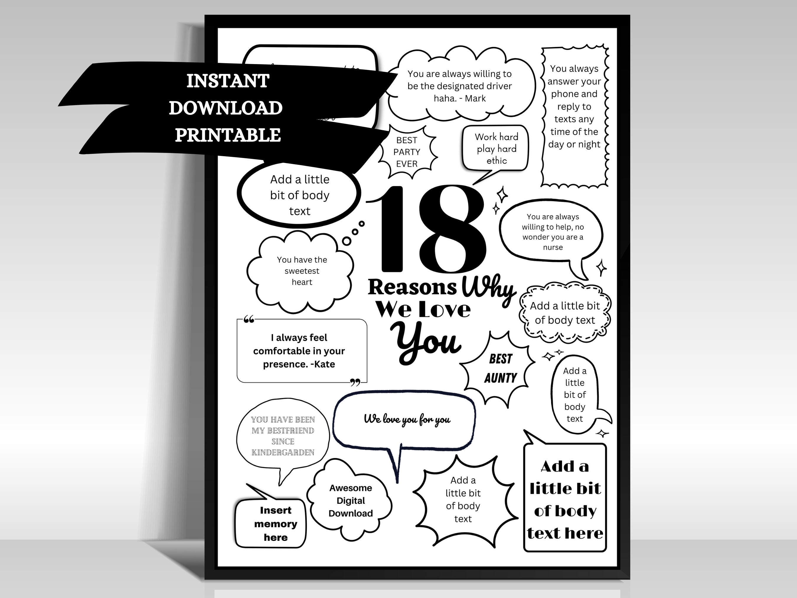 18 Reasons Why, Things We Love About You 18th Birthday Gift Poster