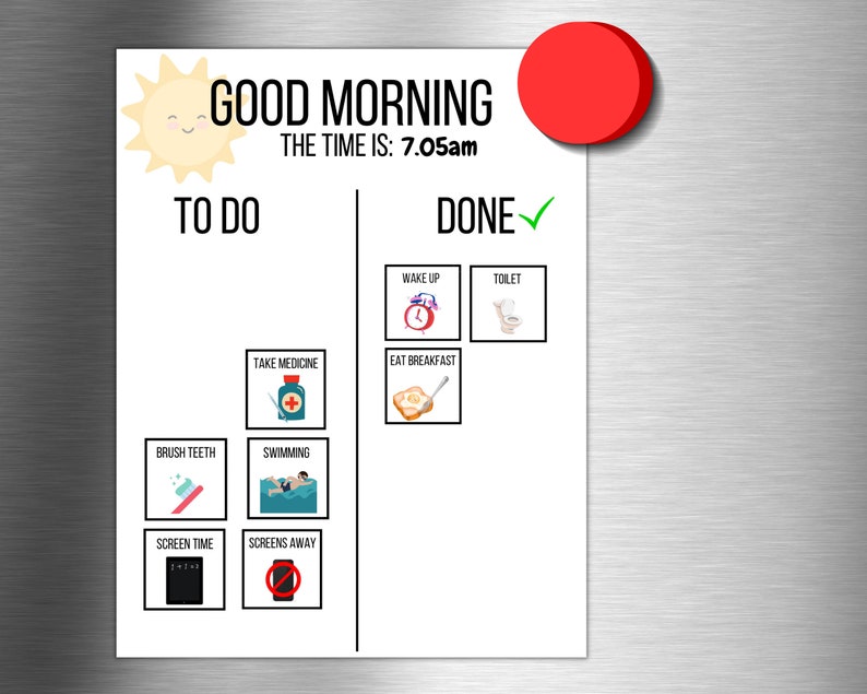 Kids Toddler Interactive Routine Daily Chart Visual Pictures Realistic ...