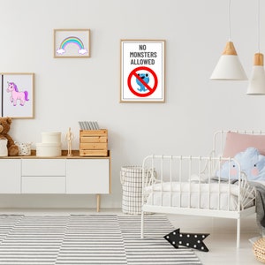 No Monsters Allowed Poster Monster Free Zone Sign No Monsters Allowed ...