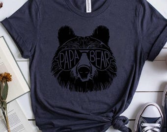 Papa Bear Graphic T-Shirt, Matching Family Bear Apparel, New Dad Gift