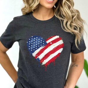 USA Flag Heart T-Shirt: Patriotic 4th of July Tee