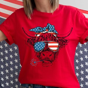 Patriotic Cow T-Shirt: USA Flag Graphic Tee, 4th of July Outfit