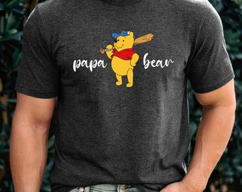 Papa Bear Graphic T-Shirt, Family Matching Bear Apparel, New Dad Gift
