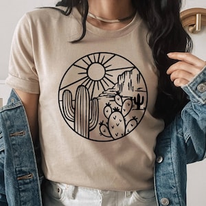 Desert Shirt, Cactus Plants, Cactus Shirt, Adventure Shirt, Arizona Shirt, Cactus Scene Shirt, Women Shirt, Desert Vibes Tee, Boho Shirt,